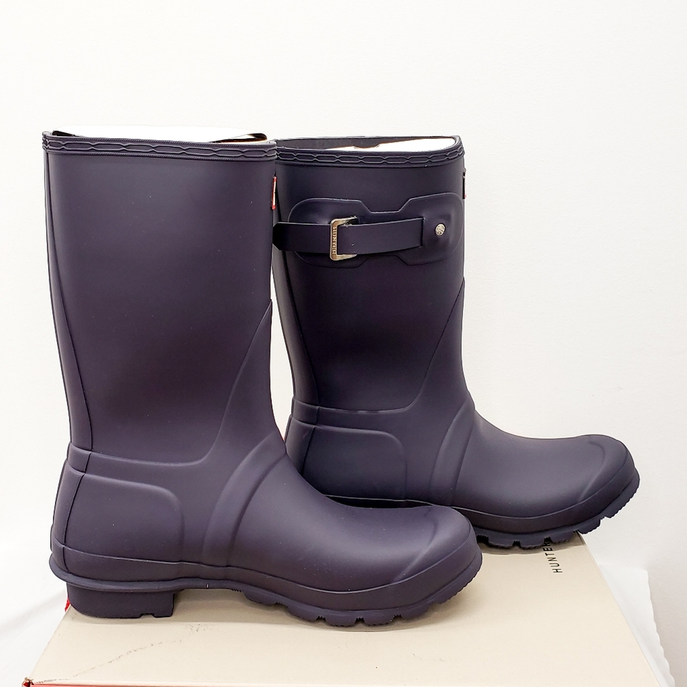 NIB Hunter Short Waterproof Rain Boot - Aubergine - Picture 2 of 10